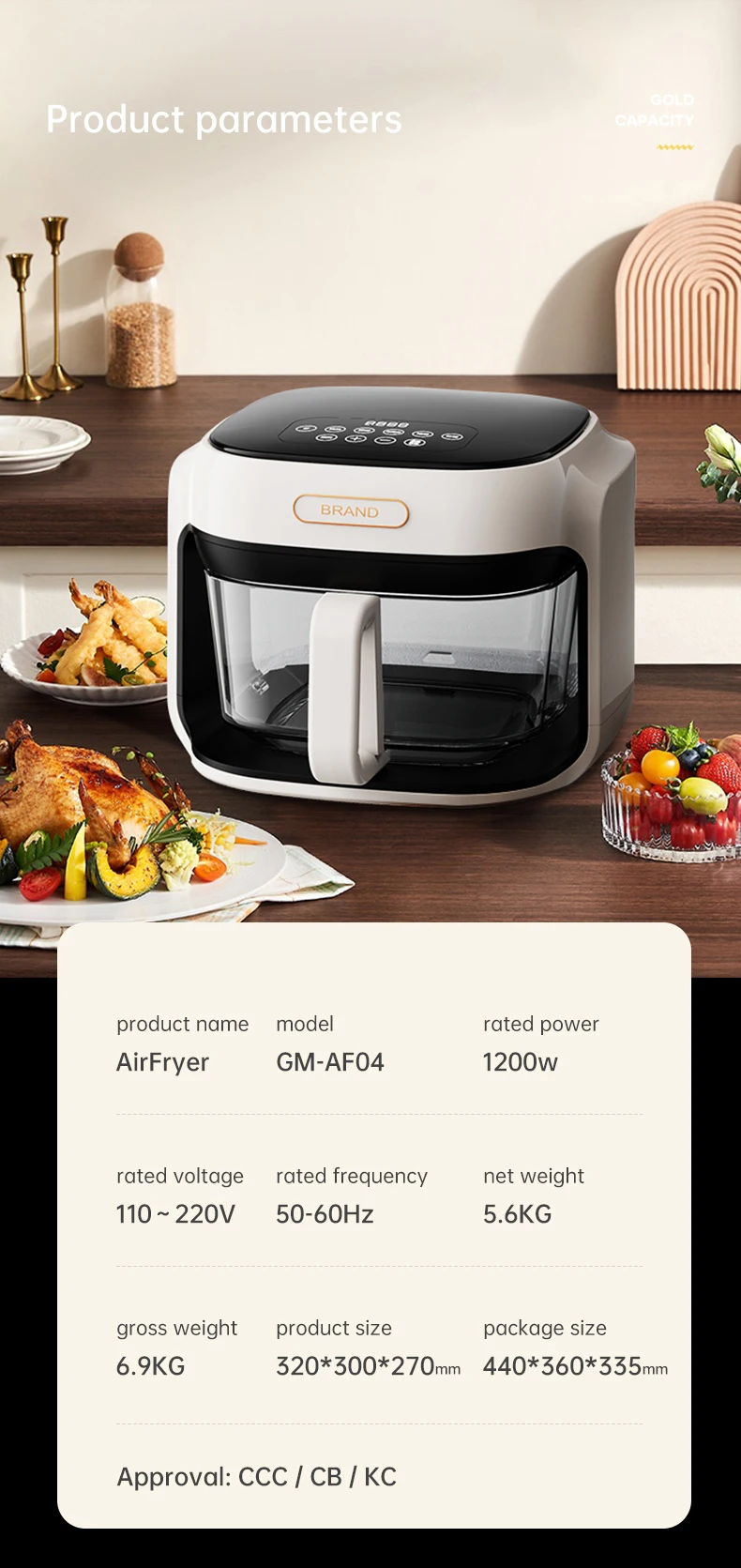 4.5l Glass Frying Basket Multi-functional Air Fryer With Cheap Price On ...