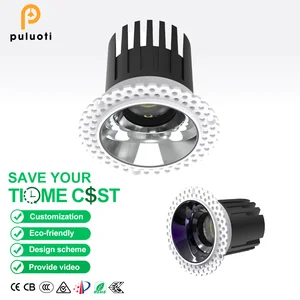 PULUOTI Embedded Frameless Spotlight 15W Full Spectrum Eye-friendly Commercial Lighting Silver Gunblack High Quality Spotlight
