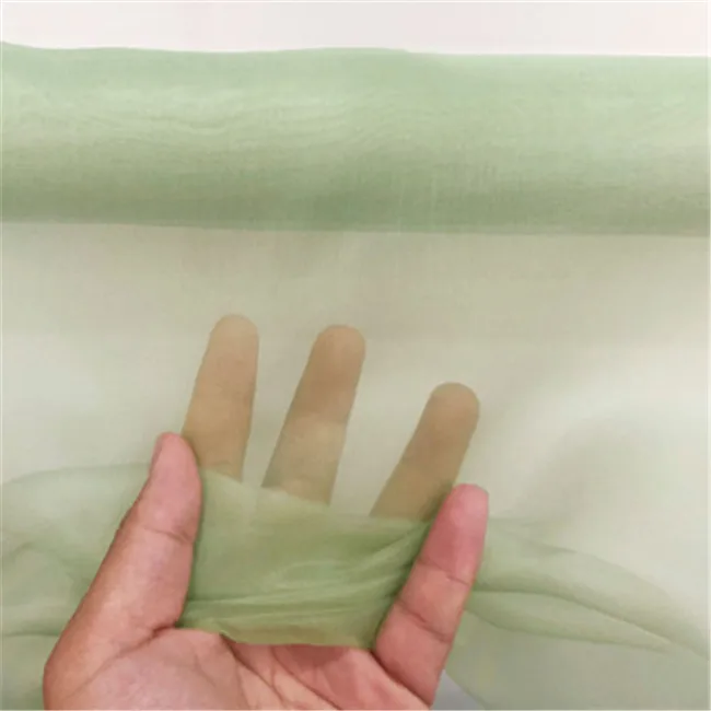 High Quality Ivory Standard Bleached in Stock Plain Solid Color Pure Silk Organza Fabric for Wedding Dress Stiff
