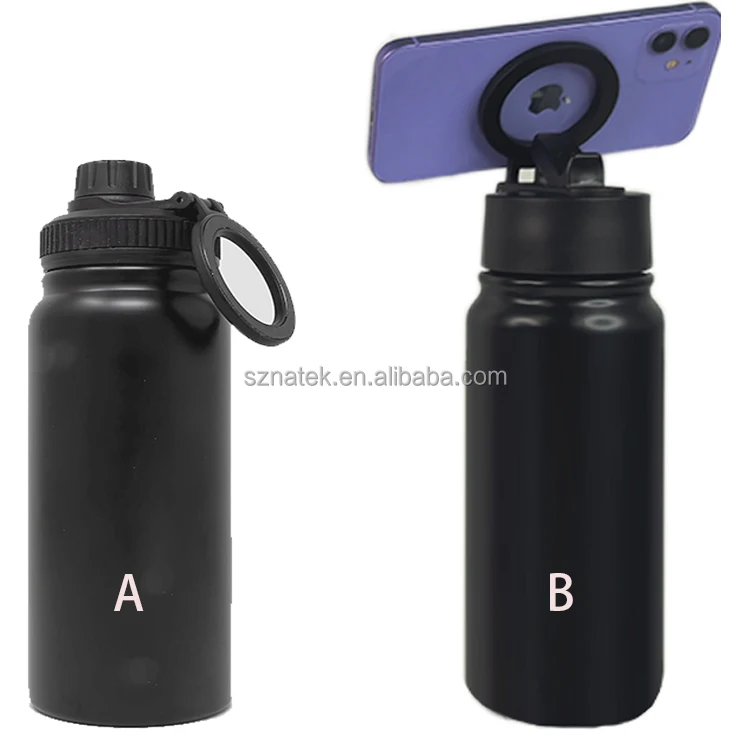 stainless steel flask with phone holder magsafe water bottle