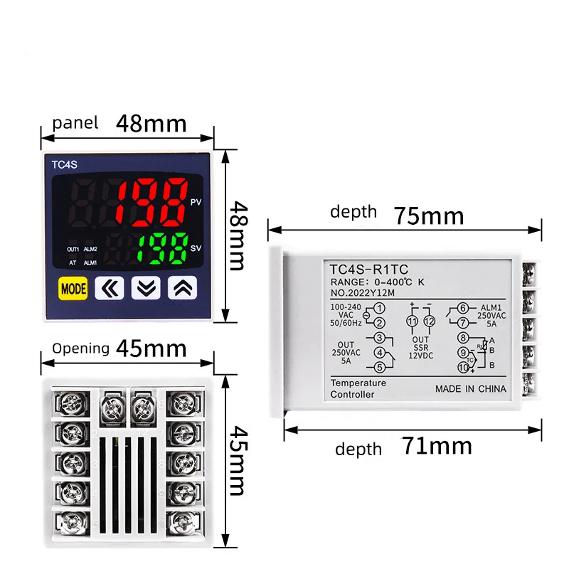 KECN TC4S OEM/ODM Digital Temperature Control Instrument with PID Adjustment 0.5% Accuracy 1-Year Warranty