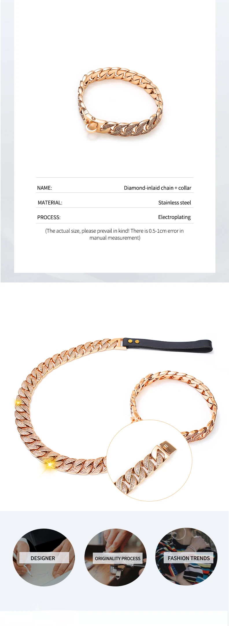 Hot Selling Diamond Gold Dog Chain Necklace Collar Luxury Diamond Big Cuban Gold Dog Chain Buy