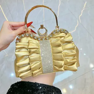 New Fashionable Handbag with Chain Folding Banquet Bag for Women Light Luxury Shiny Crossbody Bag