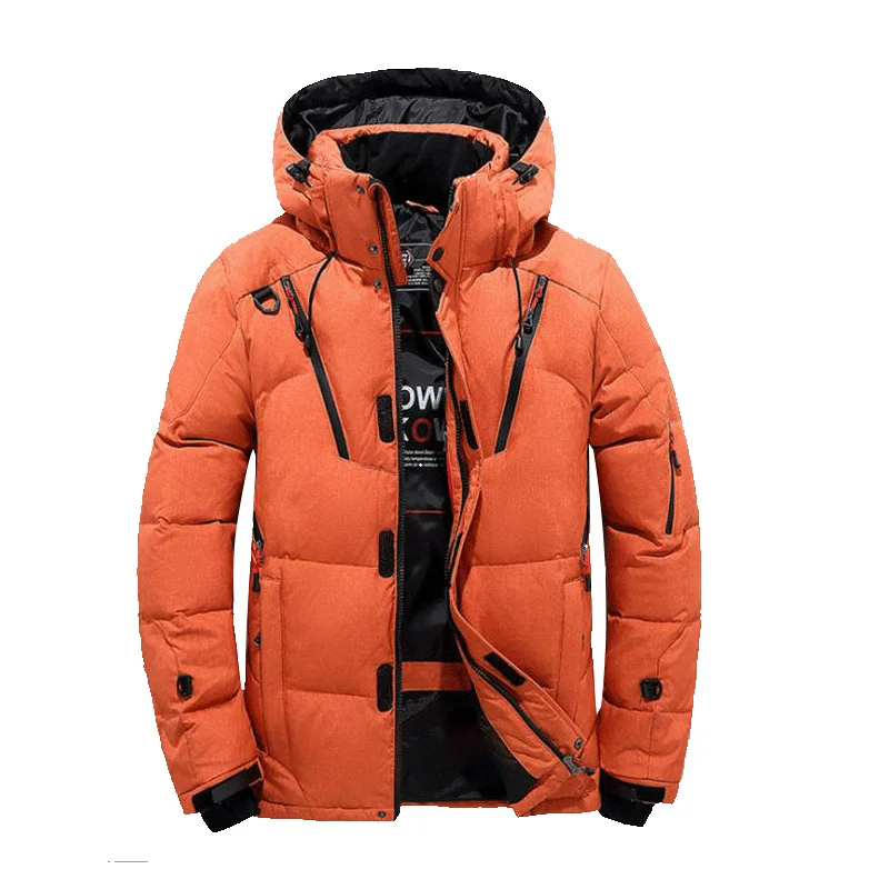 Winter Down Coat Hoodie Puffer Men Clothing Jacket Streetwear Printing Webbing Thickening Bubble Down Coats Men's Jacket