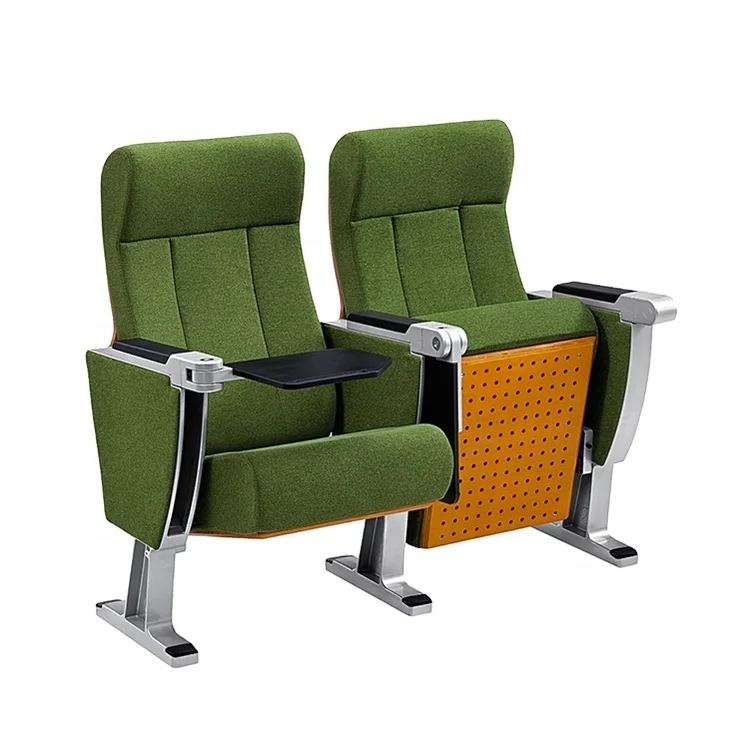 Роскошные складные стулья из алюминиевого сплава зеленого цвета на заказ для церковных церемоний аудиторий с пластиковым блоком письма стул