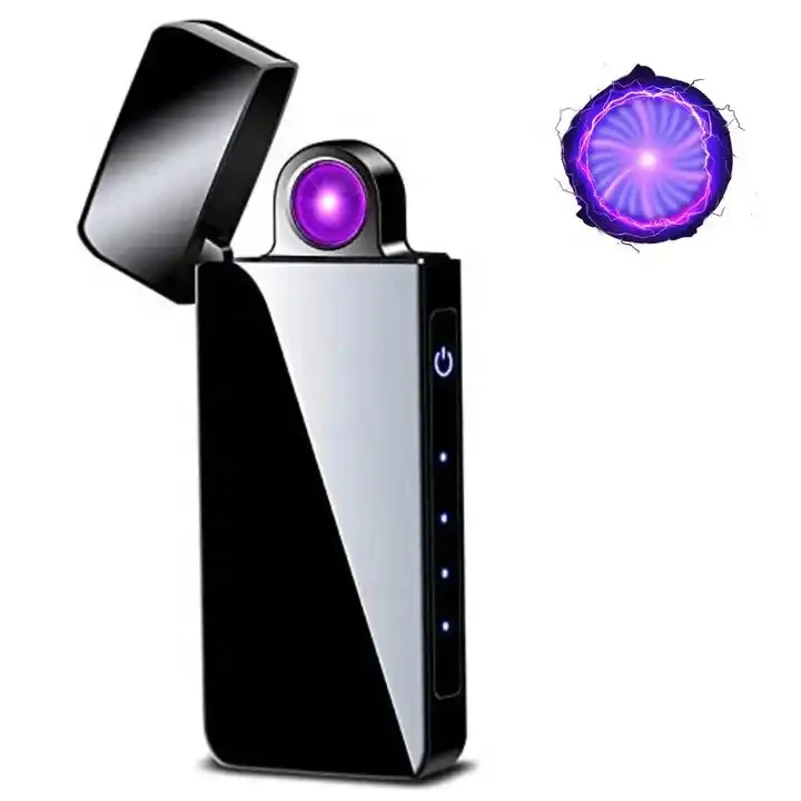 Portable Plasma Lighter with Spinning Arc Free Fire Torch Lighter Metal Cigar Cigarette Lighter for Man Gift