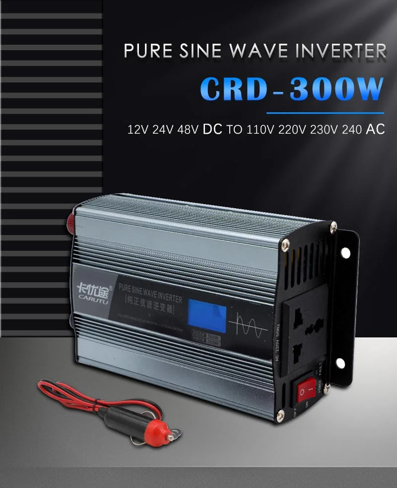 PURE Sine Wave Power Inverter 600W Peak 12V DC220V Built-in 300W Soft start 