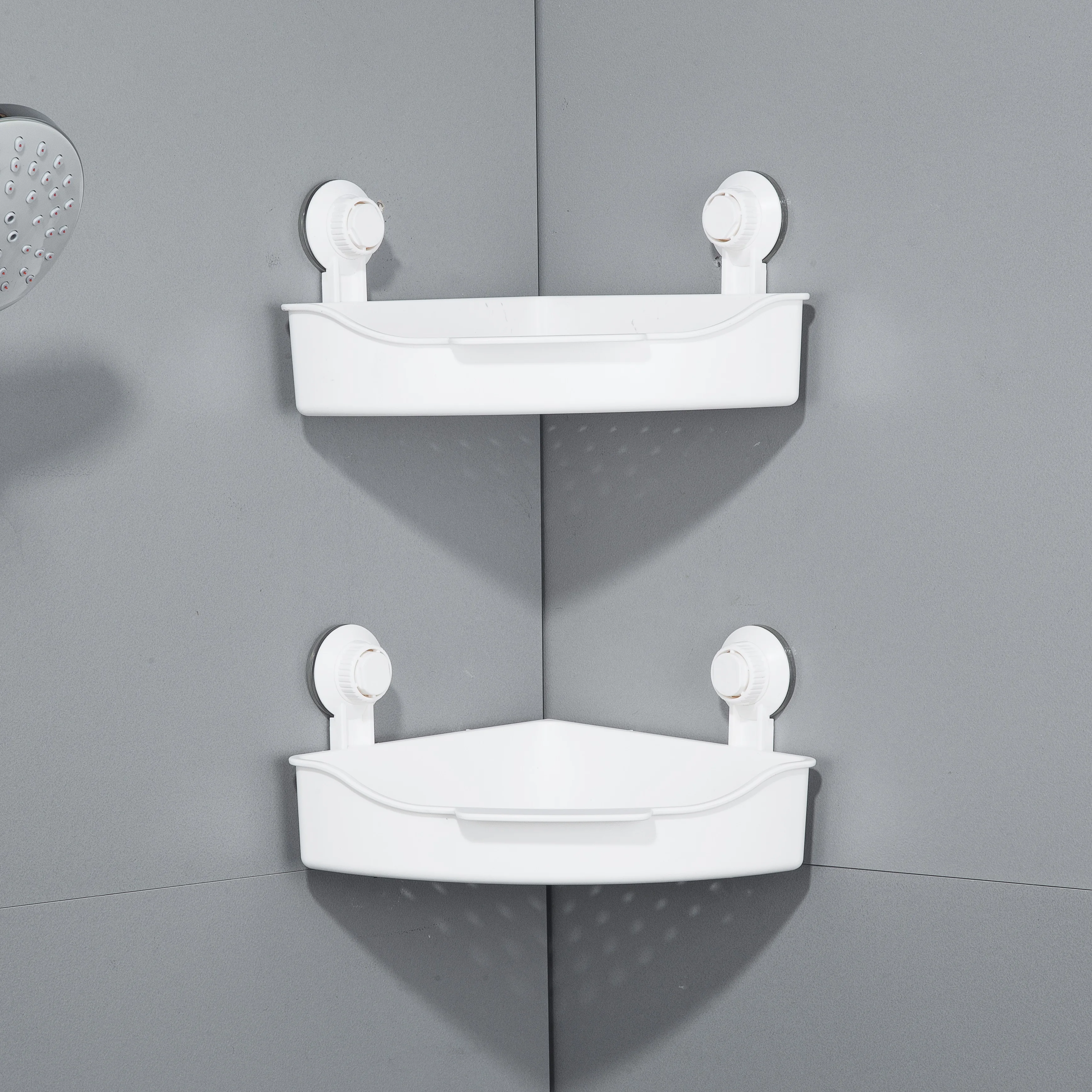 No Drilling Suction Cups Shampoo Bathroom Wall Mounted Storage Rack Holder Bathroom Vacuum Shower Caddy Corner Shelves