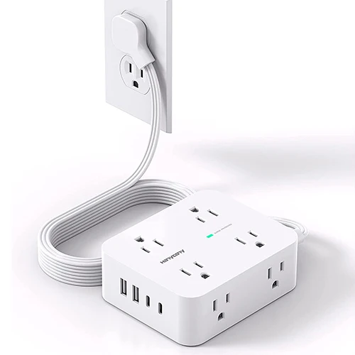 Hot Selling 4 Sided Design Space-saving Wall Mount 8 AC Outlet with USB Port Power Strip