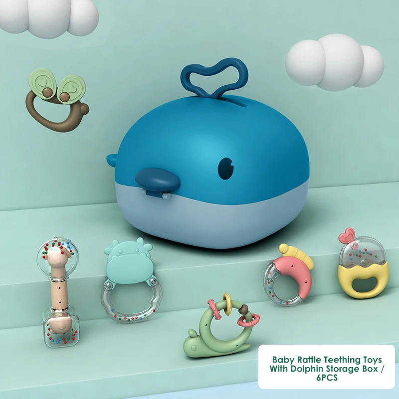 Лидер продаж 2021, контейнер для хранения дельфинов, количество детских погремушек, колокольчиков, набор игрушек для прорезывания зубов, оптовая продажа