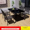 4 chaises + 120 table longue en verre noir
