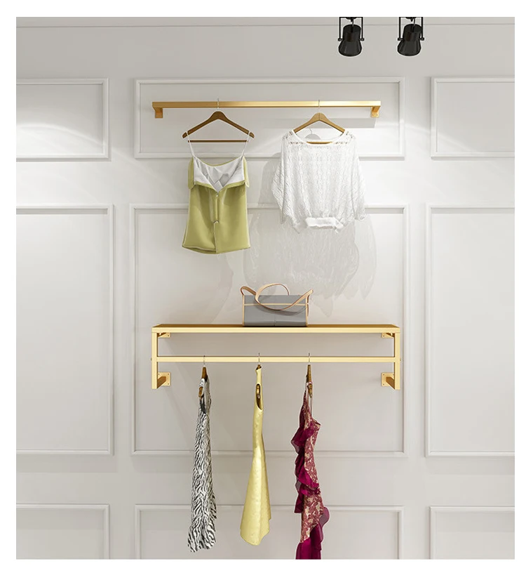 Shiny Gold Clothing Racks - High Quality Display Solutions