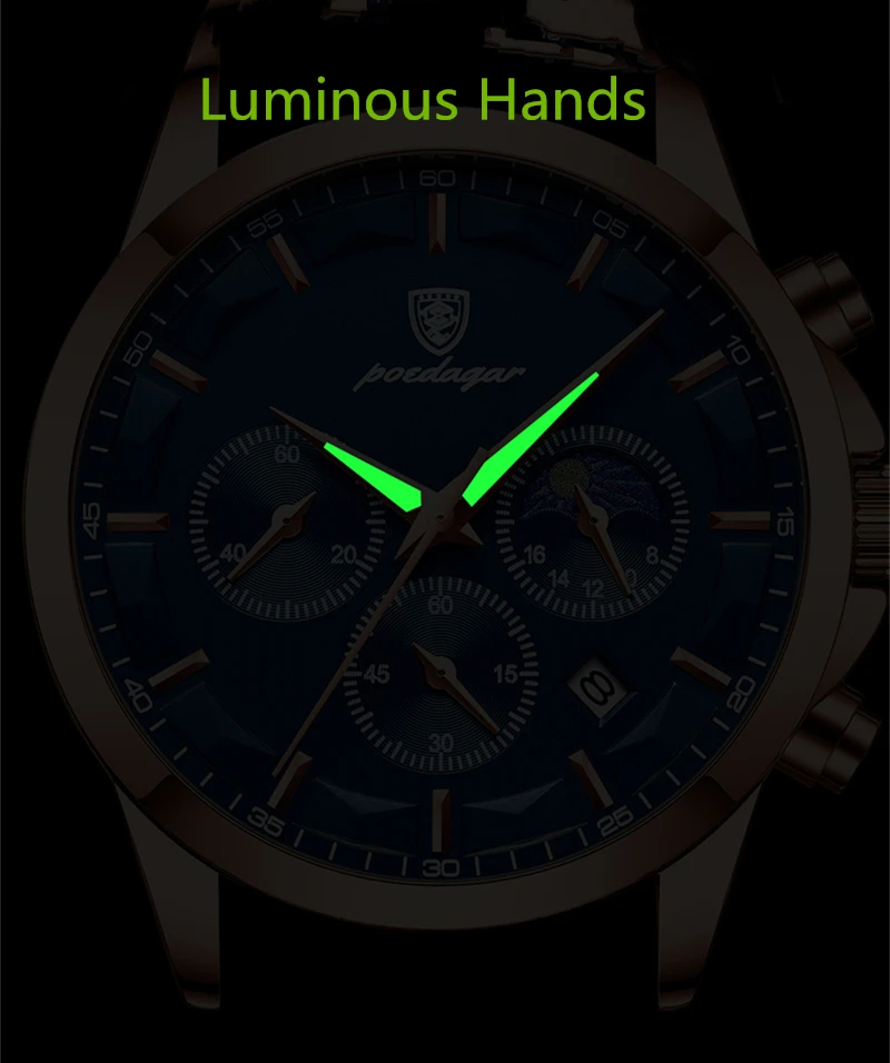 Poedagar P928 Newest Ornate High End Newest Customize Best Selling Waterproof Best Price Men Quartz Watch Stainless Steel Band