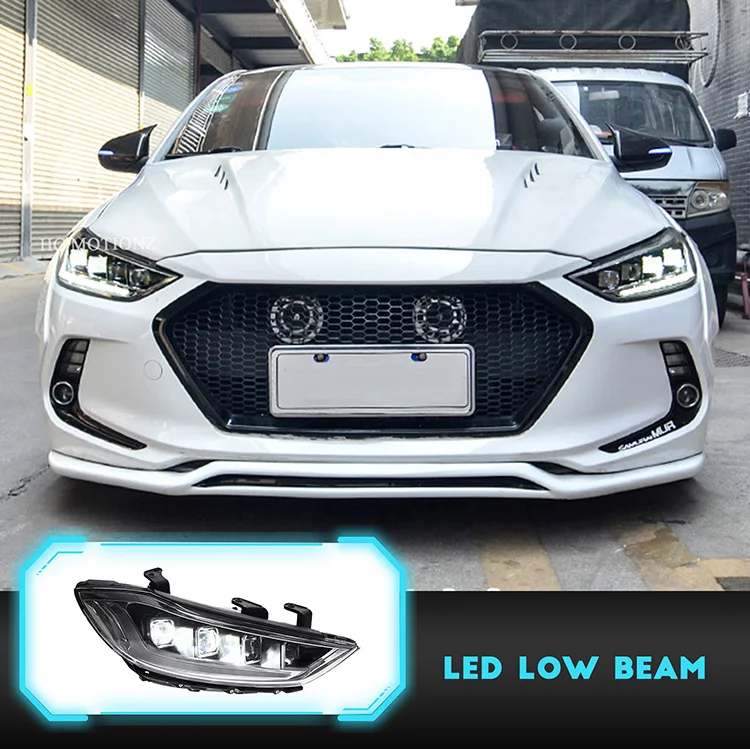 HCmotion Manufacturer 6th Gen Avante Animation DRL Head Lights 4 LED Lens 2016 2017 2018 Front Lamps For Hyundai Elantra