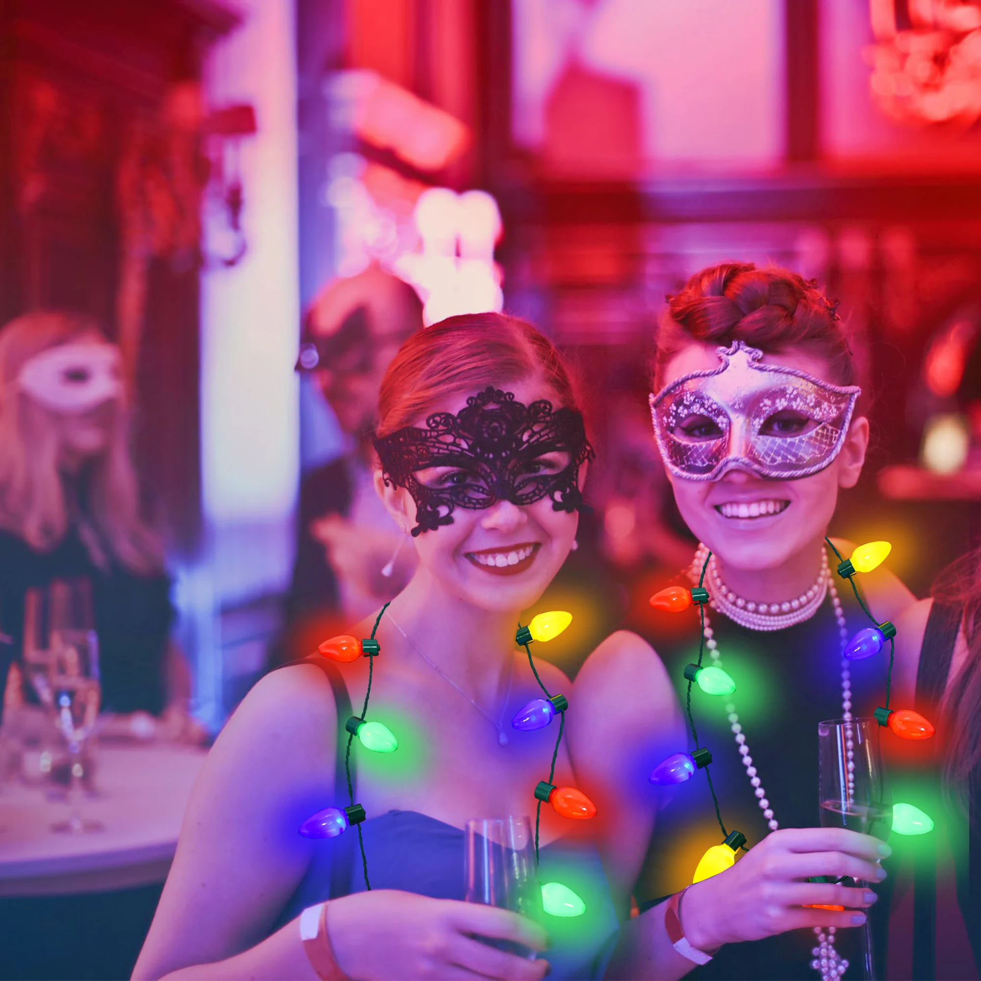 
 Модное Рождественское украшение со светодиодной подсветкой, ожерелье с большими лампами  