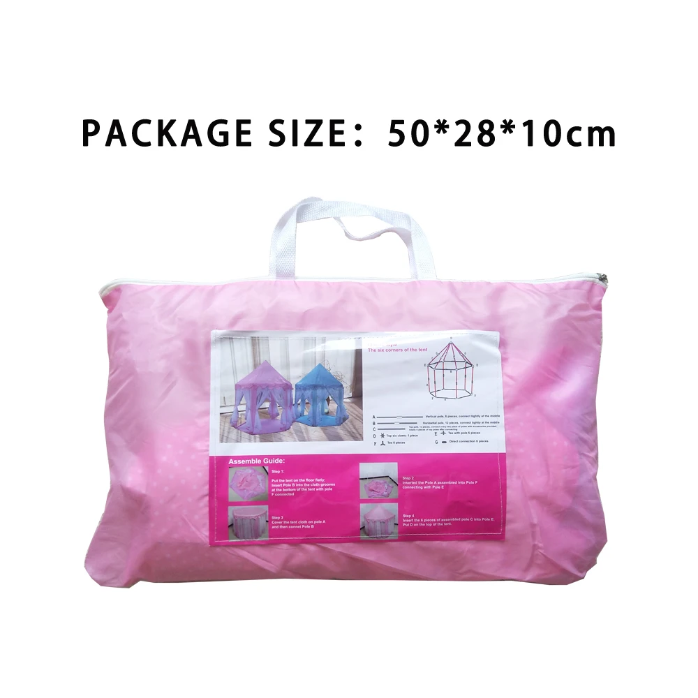 Maibeibi Indoor Tent Large Space Castle Baby Hexagon Pink Princess Play House for