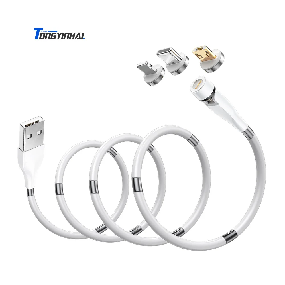 
 Лидер продаж, высокоскоростные боковые светодиодные кабели Micro Type-c для iPhone 3 в 1, магнитный USB-кабель для передачи данных, зарядное устройство от производителя  