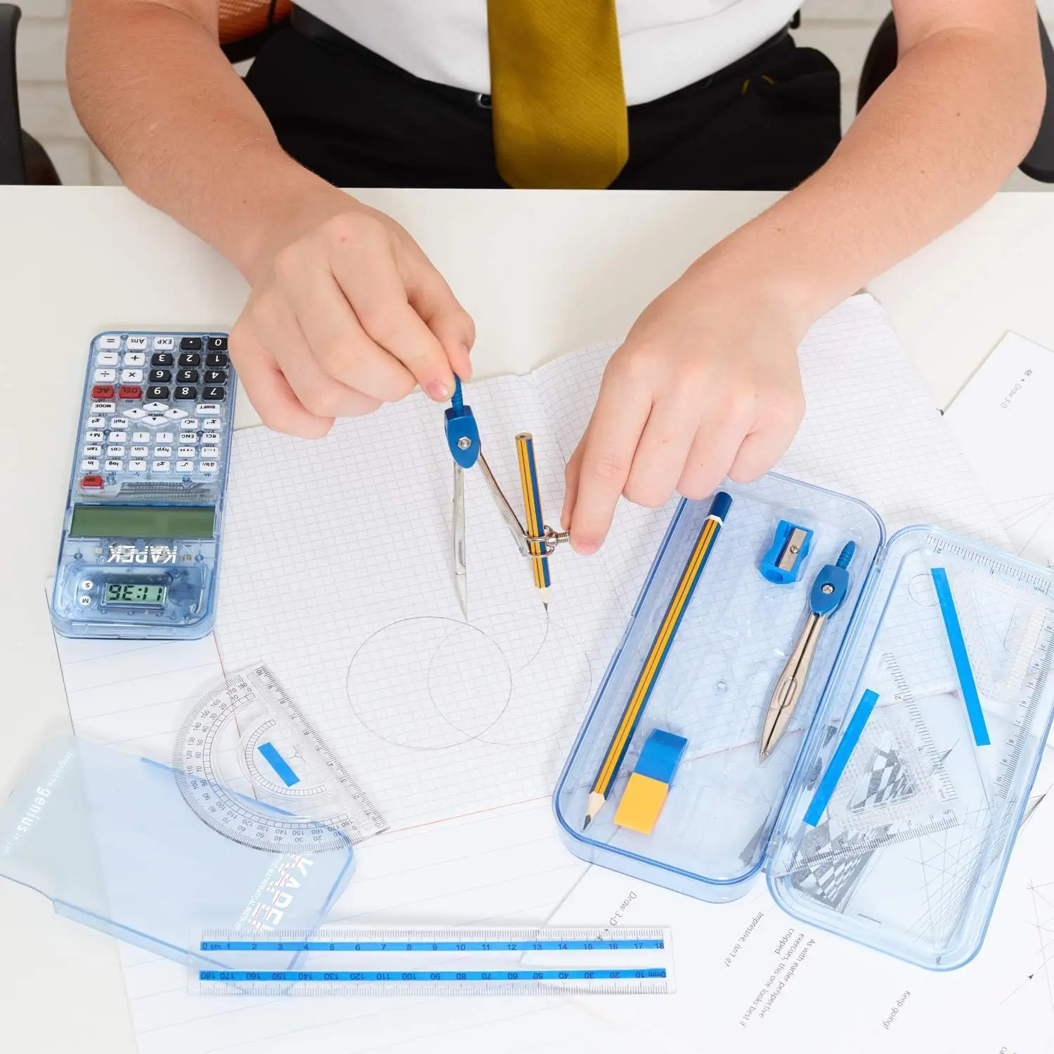 Graphic Pencil Box Calculator Student Office Pencil Case Calculator Scientific Electronics Engineering Calculator