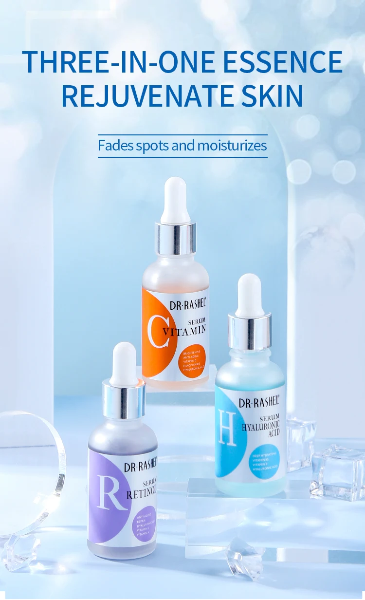 Dr Rashel Skin Care Brightening Anti Aging Whitening Moisturizing Hyaluronic Acid Retinol Vitamin C Face Serum Set 3pcs