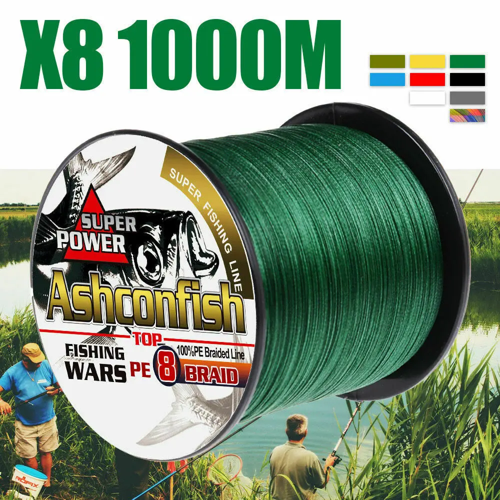 1000 yards braided fishing line 520Lb, 750Lb, 1000Lb UHMWPE Spool 1000Lb 100Ft / Green smooth casting Fishing Line 8 Strands 8