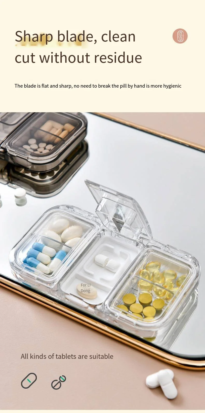 Small pill box with dispenser Convenient travel tablet box dispenser sealed dispenser box supplier