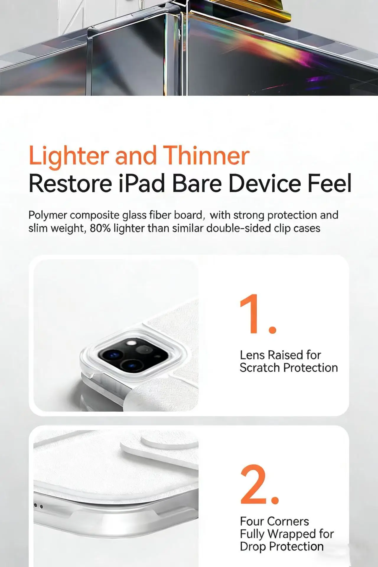 product polymer composite glass fiber shell with magnetic double sided clip protection ultra thin suitable for ipad 10 wholesale-2