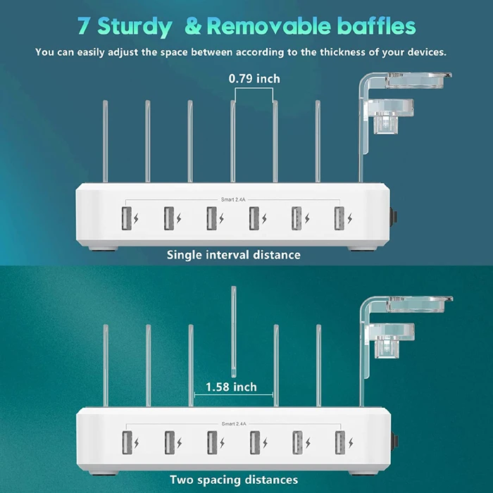 Stazione di ricarica USB 60W 8 porte Hub di ricarica USB 12A