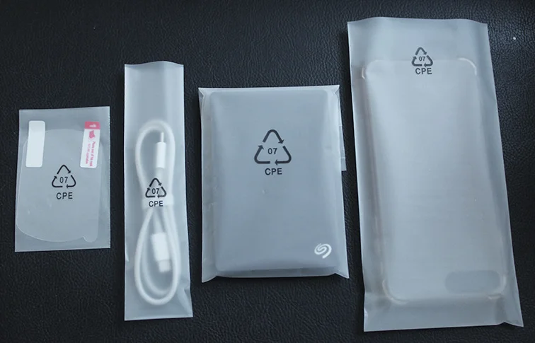 CPE Frosted Flat Pocket Phone Data Cable Milky White Packaging Bag Semi Transparent CPE Frosted Self-adhesive Bag