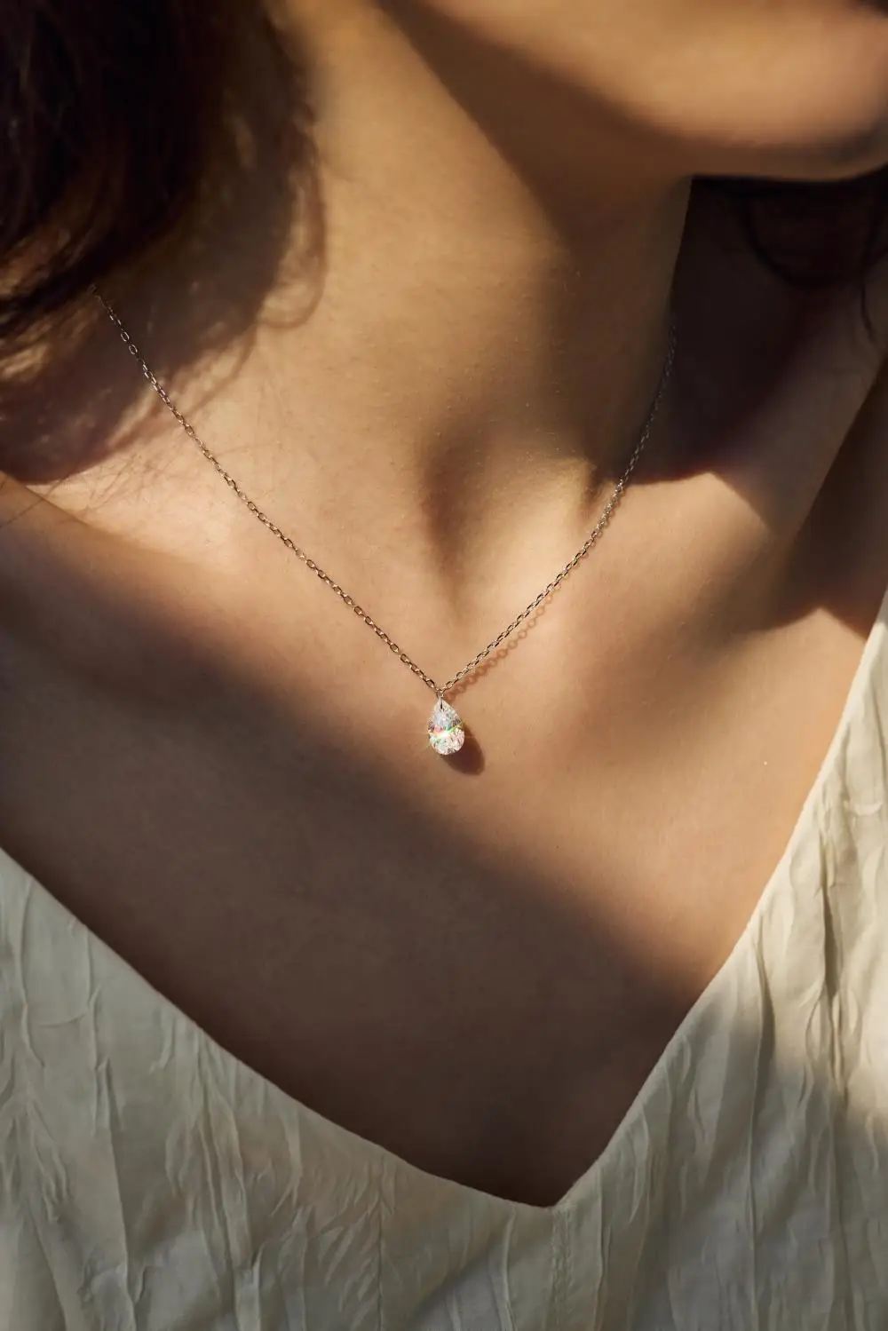 KAKODIY custom size pendant 14K gold plated drop shape luxury 925 sterling silver wedding jewelry necklace detail 5