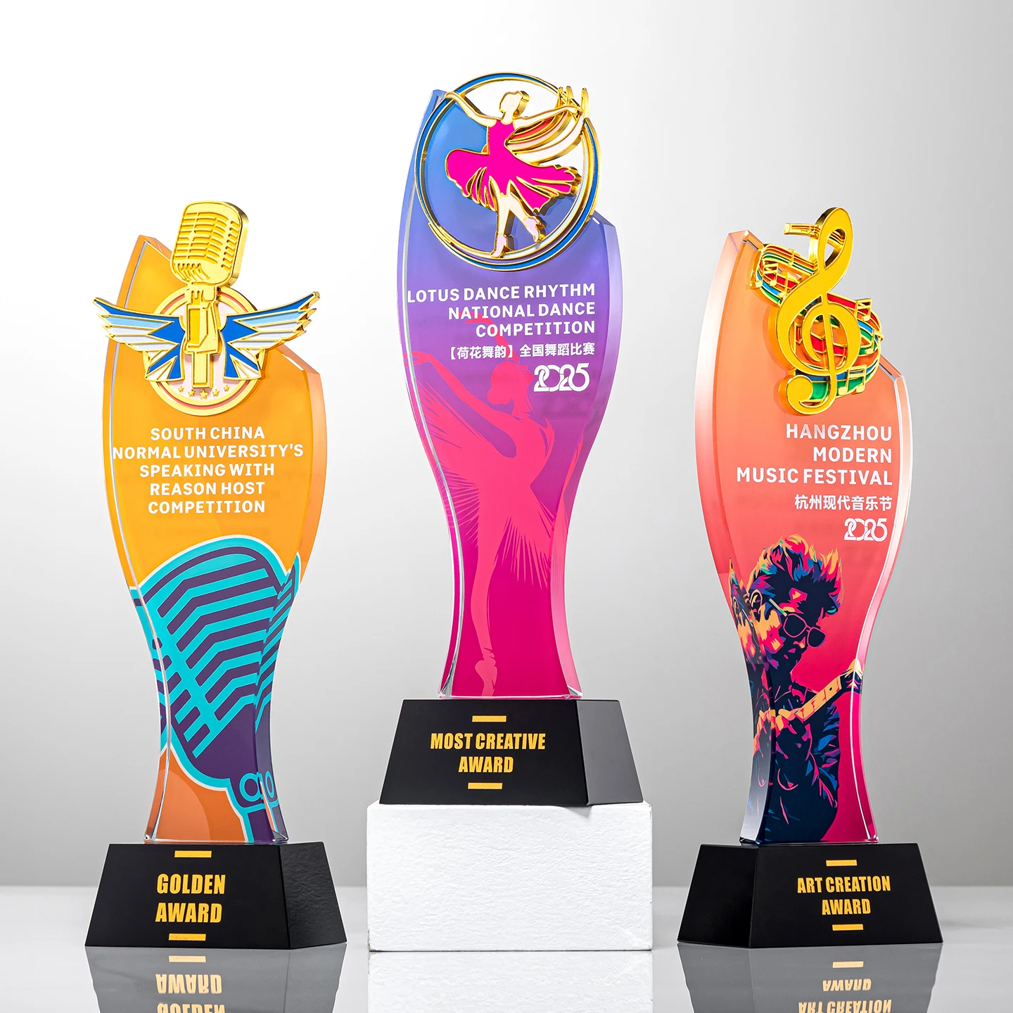 Fabricant de trophées en cristal trophées personnalisés avec musique danse école de formation musicale entreprise cadeau souvenir