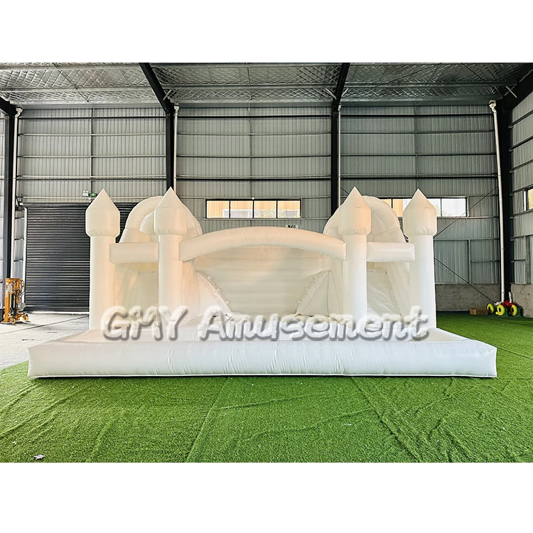 Hot sale white water bounce house inflatable commercial grade double slide bouncy castle with ball pit