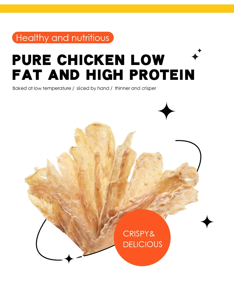 Oem Pet Snack Supplier Chicken Flavor Thin Slice Crispy Dog Snack Pet