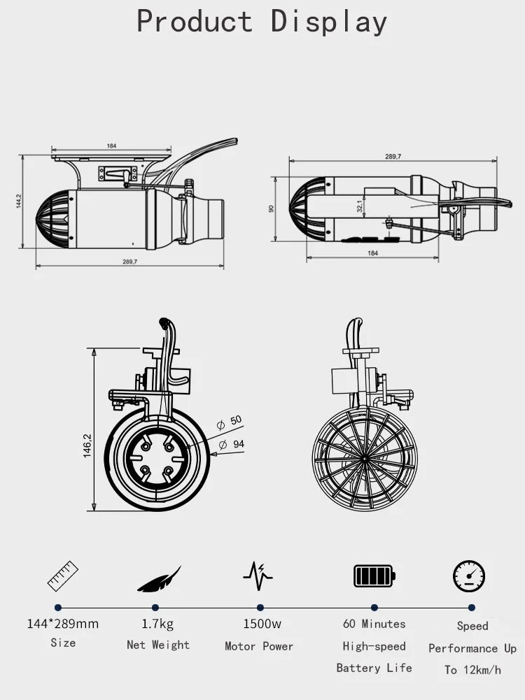 Motorized Paddle Board With Electric Powered Motor Fin And Underwater
