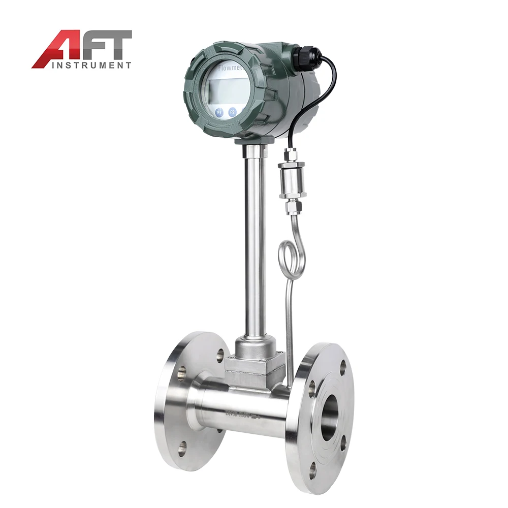Helium Gas air Hydrogen vortex Flow Meter 4-20mA+24V  Temperature and Pressure Compensation
