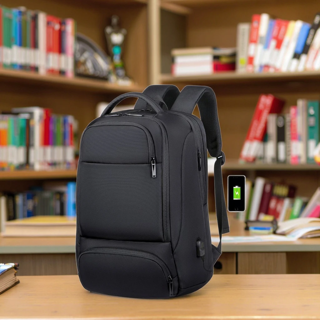 New Large Capacity 15.6 Inch Laptop Backpack Waterproof Multifunctional USB  Charging Travel Bag Expandable Geometric Polyester
