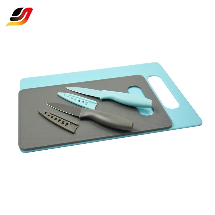 2PCS Plastic Cutting Board with 2PCS Non-stick Paring Eco-friendly Knife Holder for Safe Knife Cutting Board and Knife Set