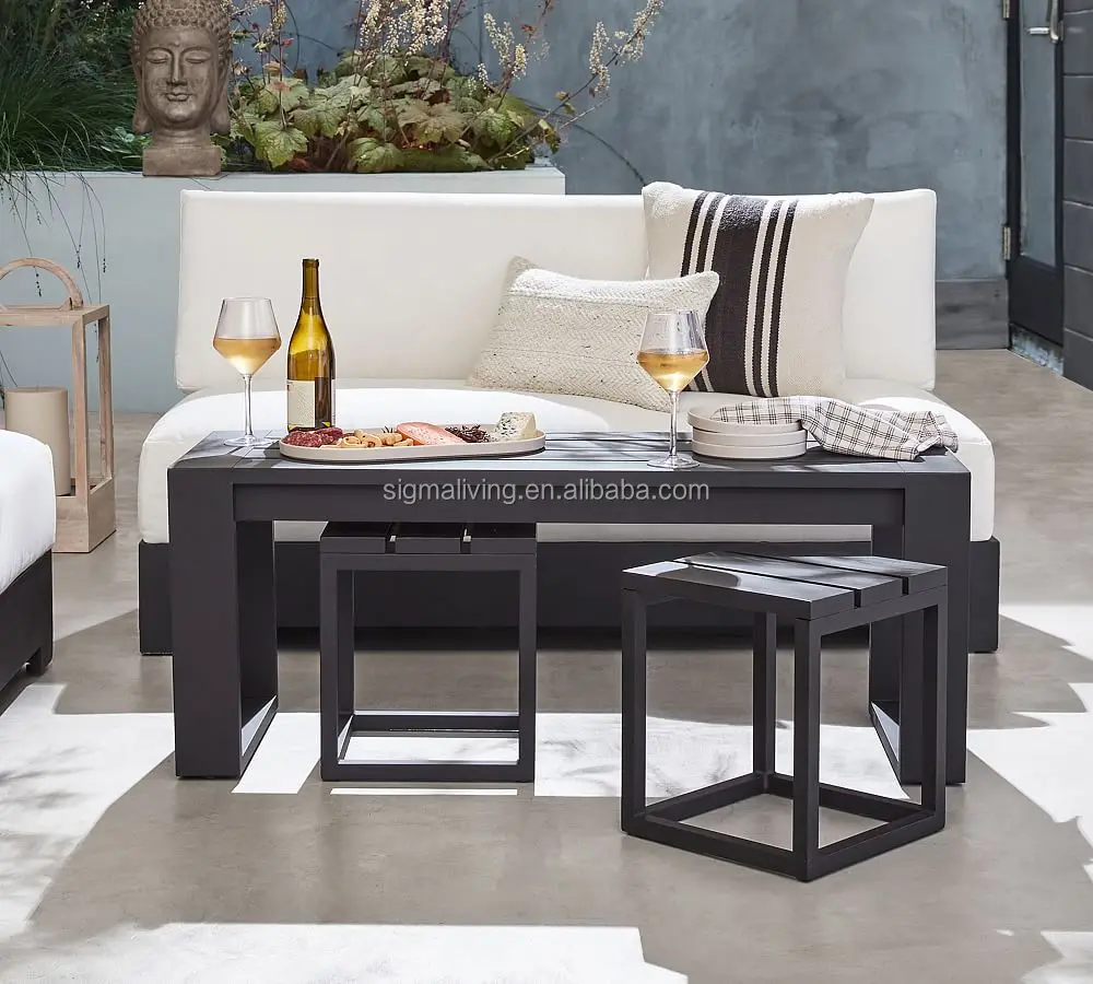 Modern design patio furniture aluminum console table set outdoor garden tables