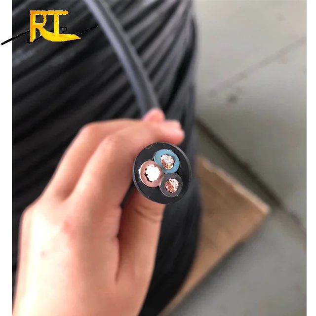 H07rnf 3 Core 4 Core 4mm 6mm Pvc Rubber Coated Electric Flat Submersible Cable