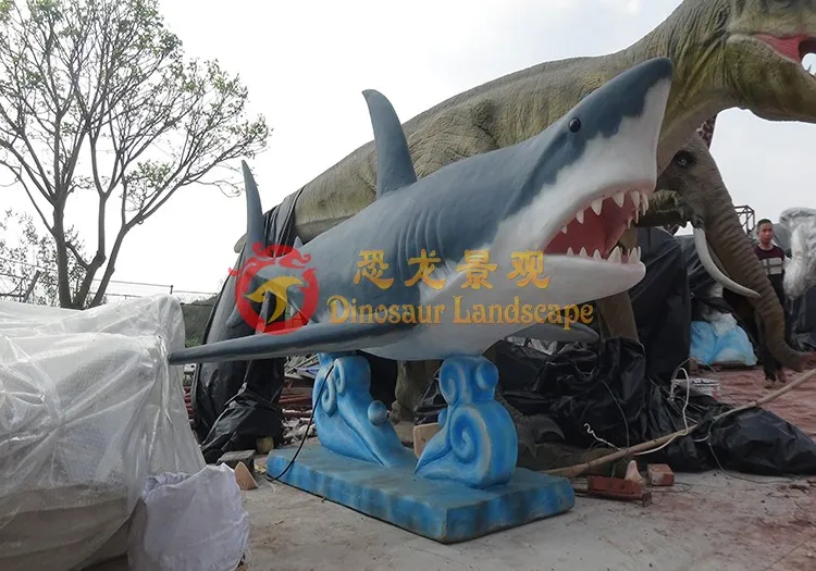 Life-Size Indoor Simulation Mechanical Shark Robot Realistic Fiberglass and Steel Robotic Figure