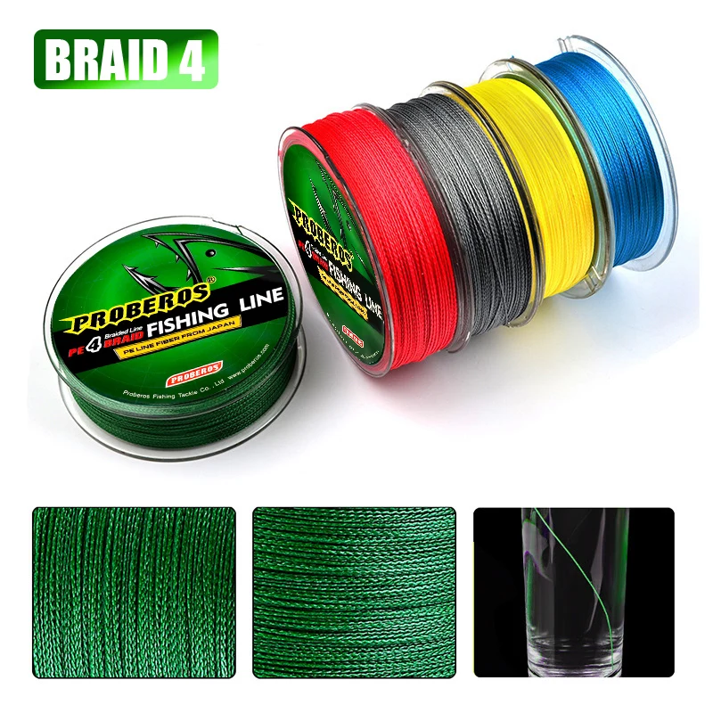 Topline 6LB-100LB 100M 4 Strands Braided Fishing Line 4 Weaves Braid PE ...
