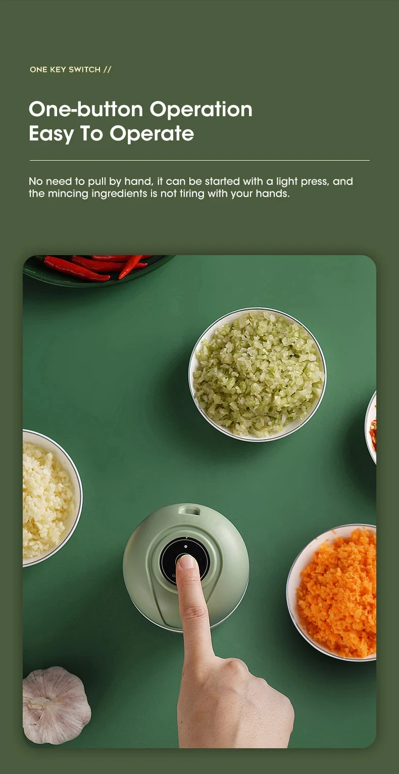 Mini Electric Vegetable Cutter Chopper Garlic Masher Crusher USB Rechargeable Ginger Meat Grinder Food Processor Kitchen Gadget