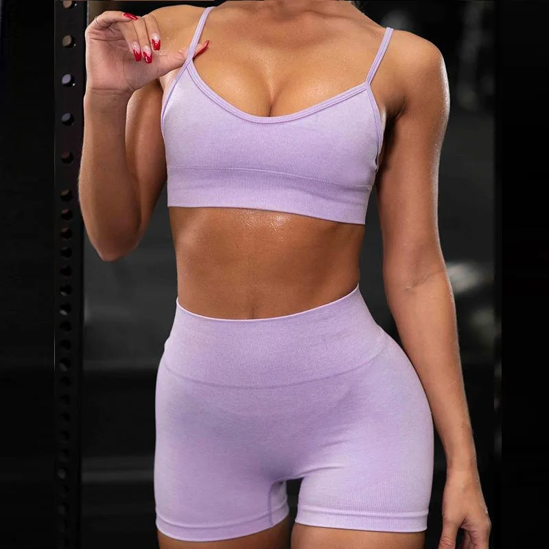 
Лидер продаж, летний женский спортивный костюм из двух предметов Ptsports, бесшовный бюстгальтер и шорты, одежда для тренировок, Женский комплект для йоги 