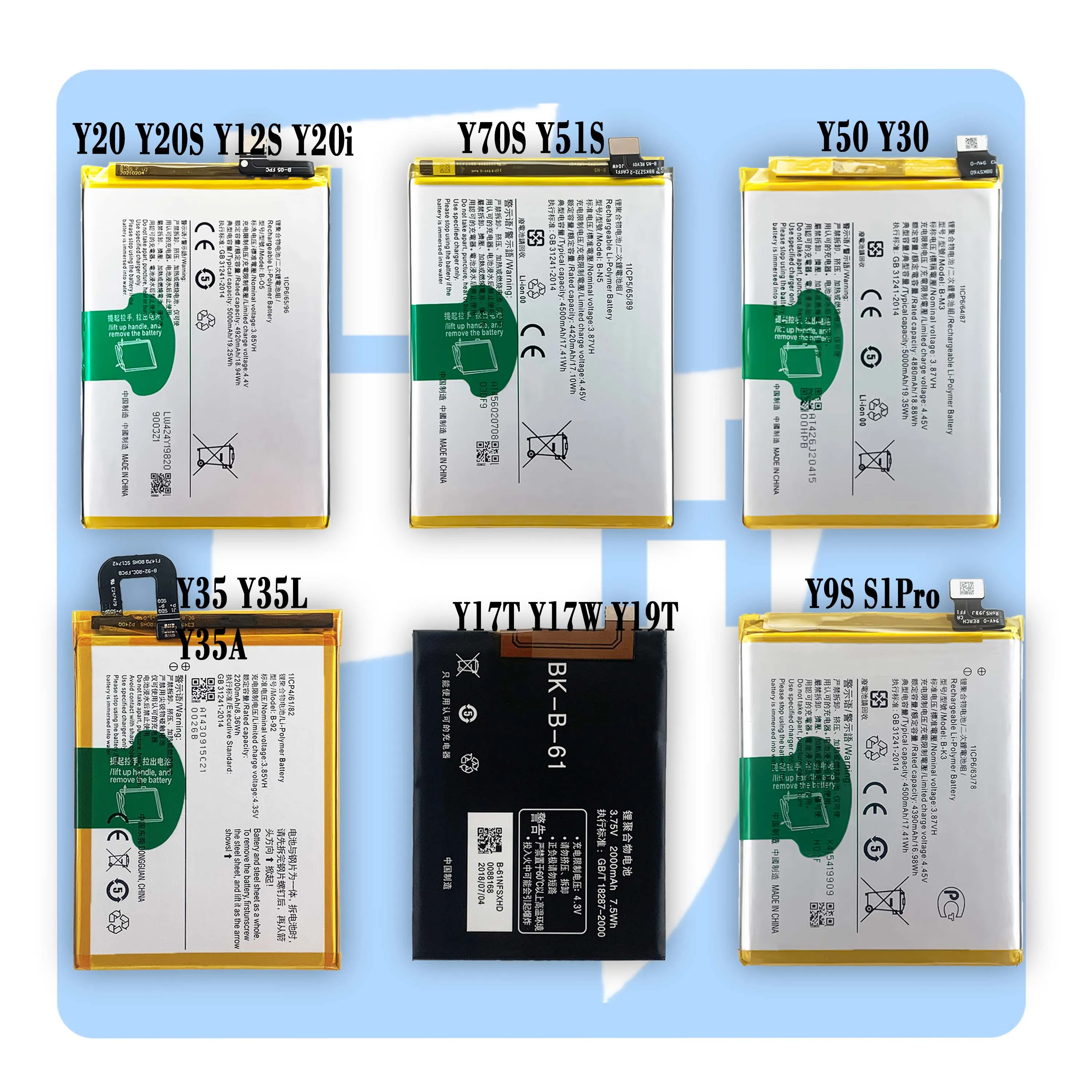 
 OEM высококачественный X6 X6S X3 X3S X3T X30 X30 Pro X27 X27 Pro X23 X21i X21 X20 X20 Plus аккумулятор для мобильного телефона VIVO X9S X9  