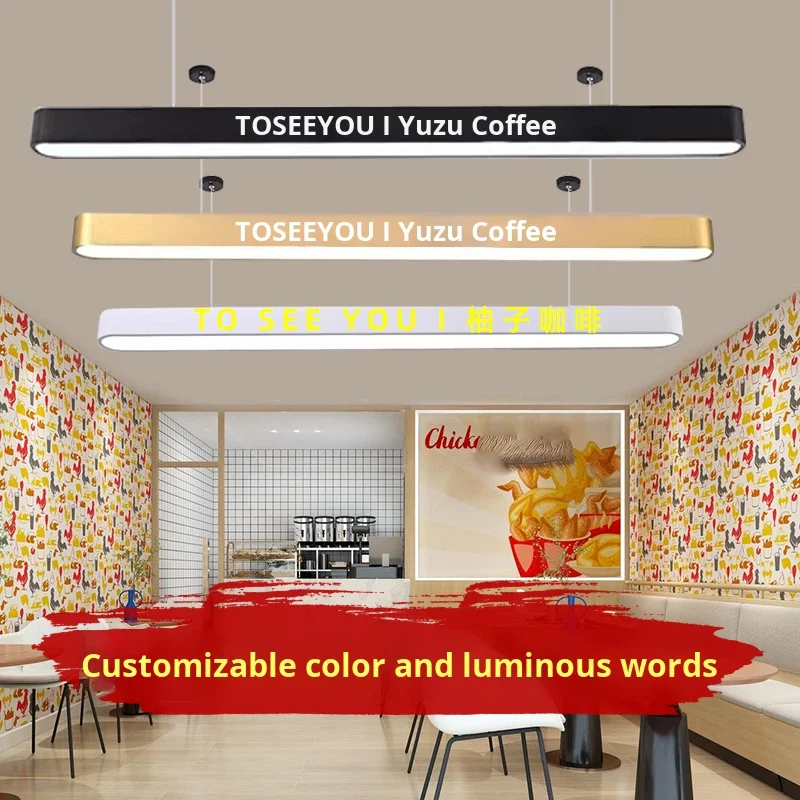Barra luminosa personalizzata con lettere del logo, luce a sospensione creativa per bancone, centro commerciale, palestra, caffè, lampada pendente per atmosfera da biliardo