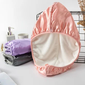 High-Class Double-Layer Coral Velvet Hair-Drying Cap for Women Synthetic Silk Quick-Drying Wrap Towel Thick Moisture Absorption