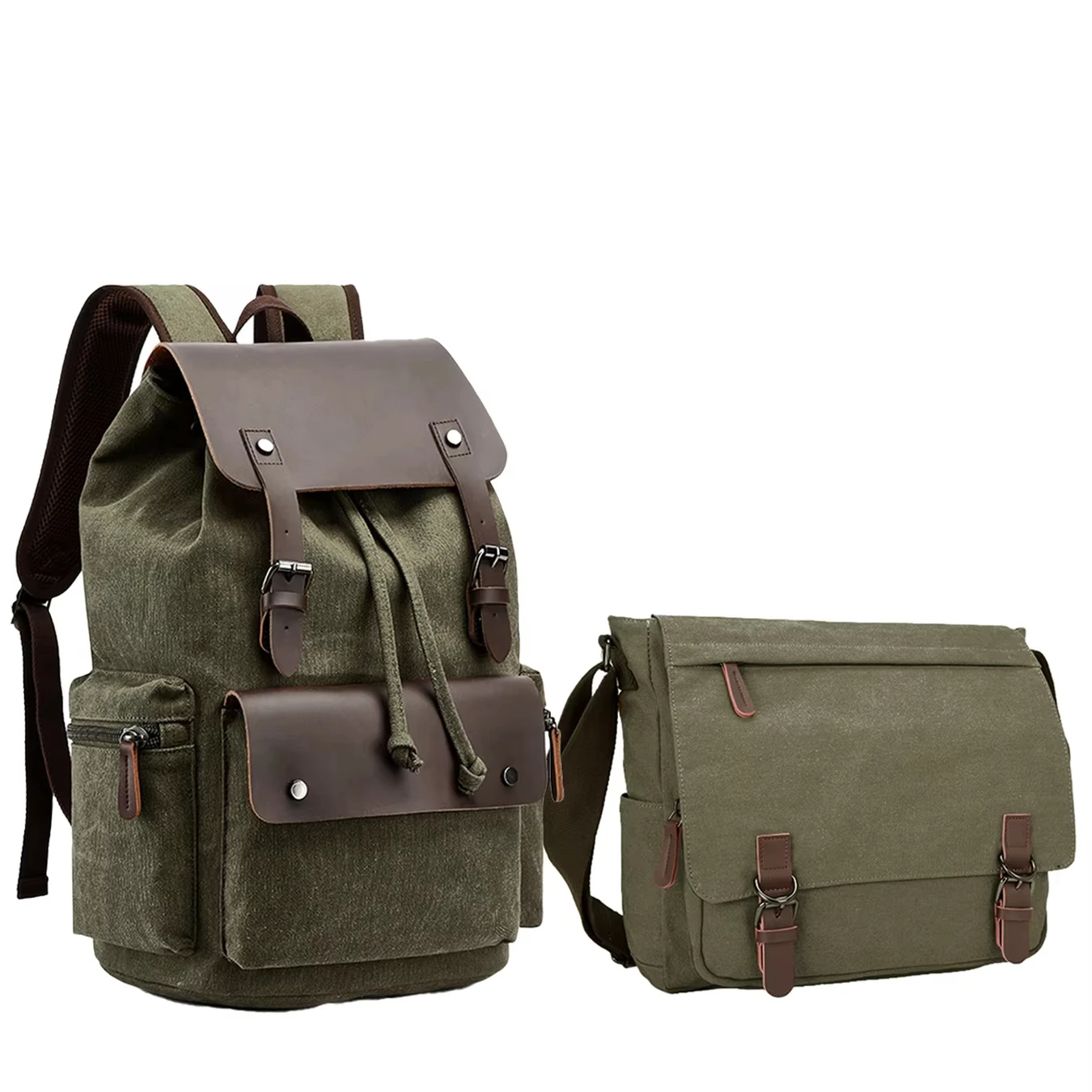 New Trendy Custom Vintage Canvas Bag Set Student School Laptop Bags Men's Travel Backpack Bags