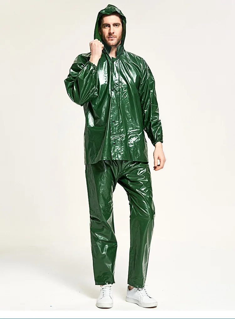 PVC Split Rain Coat Waterproof Motorcycle Suit XXL Size Plastic Rain Jacket Pants Outdoor Windproof Logo Printed Travel Style