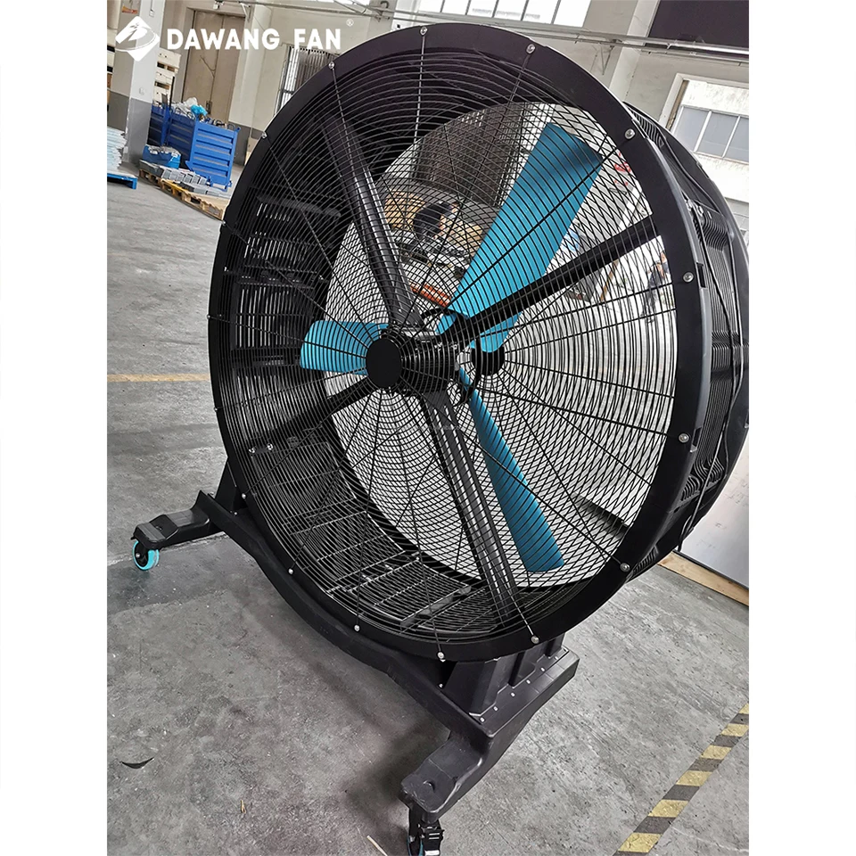 Ventilatore industriale portatile da esterno impermeabile elettrico su supporto mobile gigante HVLS da pavimento con ruote