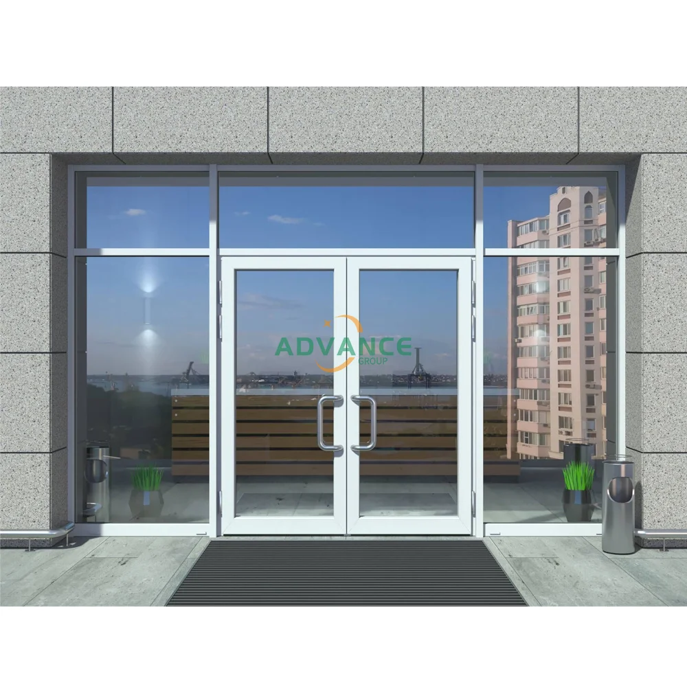 Shop Front Doors Double French Glass Custom Modern Auto Restaurant Office  Aluminium Store Front Door, image size:1000x1000