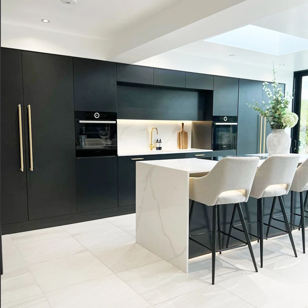 Modular Black Modern Kitchen Cabinet Set - Luxury & Style